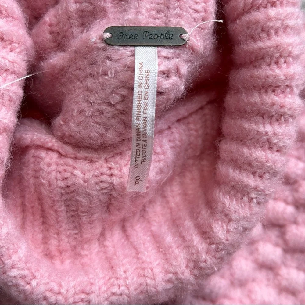 Free People Soft Pink Cowl Neck Sweater